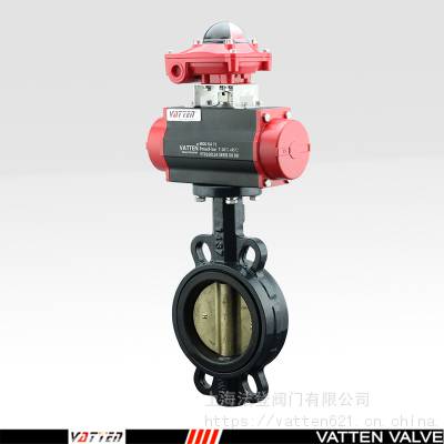 vatten常规耐酸碱介质衬胶气动对夹蝶阀 VT1ASW11A