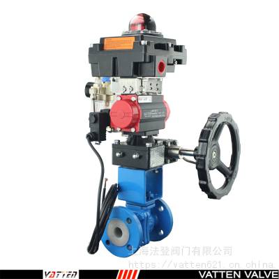 vatten气动化工球阀 气动衬氟阀门 气动防腐阀门 VT2BDW23A