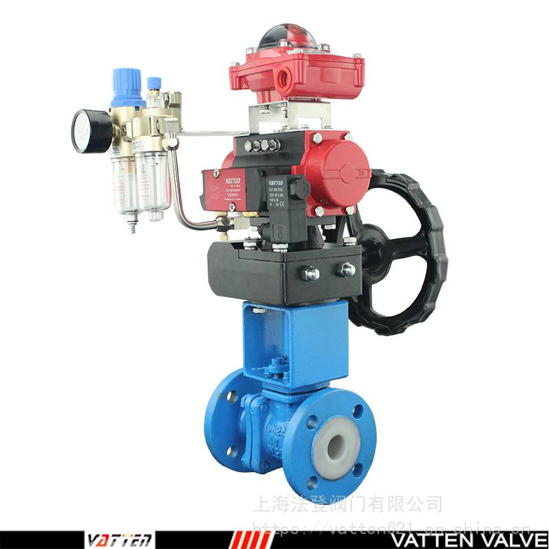 VATTEN全衬氟气动切断阀工况选型 气动包胶过硫球阀 VT2BDW23A