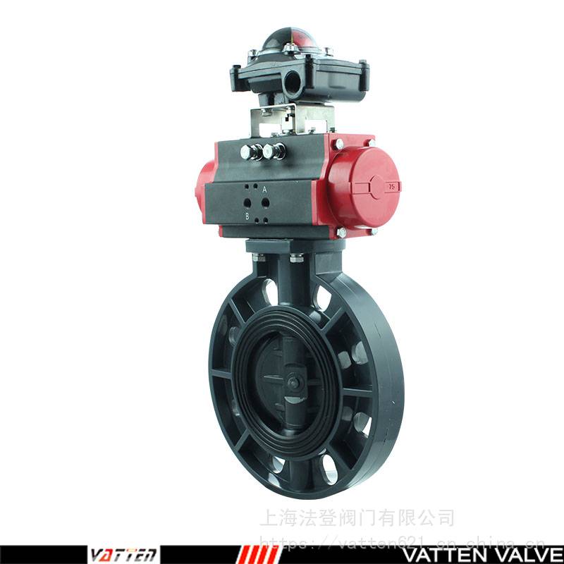 VATTEN进口塑料对夹排污蝶阀 气动耐酸碱废水排放阀VT1ADW71G