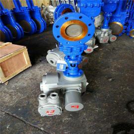 水興閥門DMZ973X-10C-DN200防爆電動暗桿刀閘閥 煤氣污水常用刀型閘閥