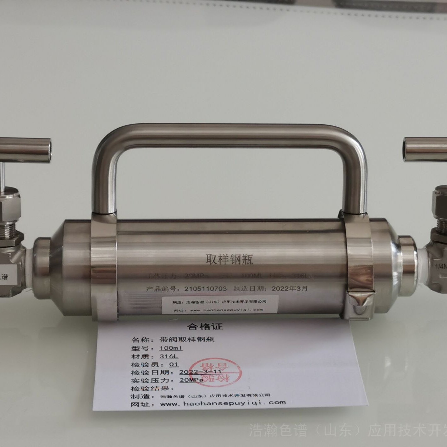 浩瀚100ml316不锈钢取样钢瓶
