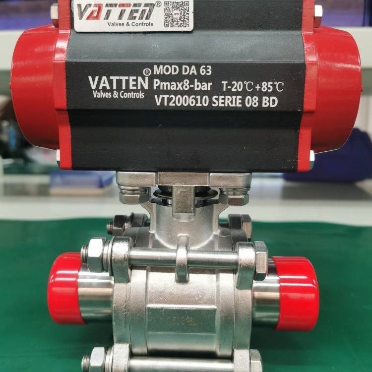 法登（VATTEN）气动放气阀门 气动焊接直通阀 三片式球阀VT2CDF33A