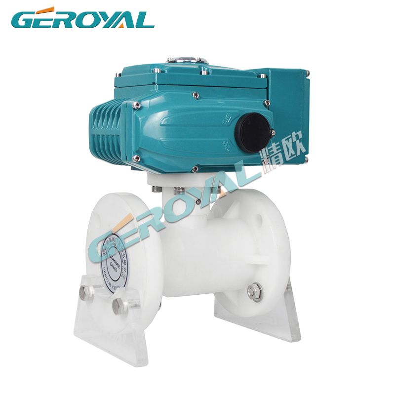 GEROYAL精欧电动塑料球阀PPH法兰连接调节型软密封耐酸碱耐腐蚀阀门3311S