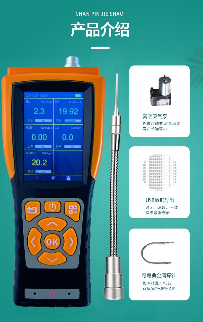 睿安RA600-BX便携泵吸式氨气/二氧化碳双气设计检测仪